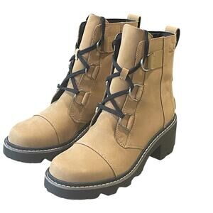 Sorel Women's Joan Now Lace Up Leather Boots Tan Size 10
